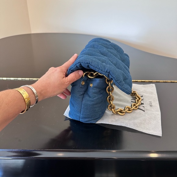 Zara NWT Rare luxury party trendy Maximalist Quilted Denim Maxi Shoulder Bag - Picture 16 of 17